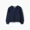 Knitted jumper with scalloped collar for girls, navy blue
