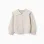 Knitted cardigan with embroidered collar for girls, light beige