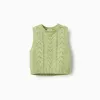 Openwork knit vest for girls, lime green