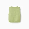 Openwork knit vest for girls, lime green