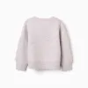 Knitted jumper with jacquard bows and dots for girls, light pink