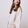 Knitted cardigan with jacquard bows and dots for girls, light beige