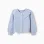 Openwork knit cardigan with maxi collar for girls, light blue