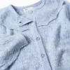 Openwork knit cardigan with maxi collar for girls, light blue