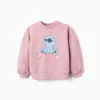 Cotton sweatshirt with Stitch print and dropped shoulders for girls, pink