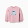 Cotton sweatshirt with Stitch print and dropped shoulders for girls, pink