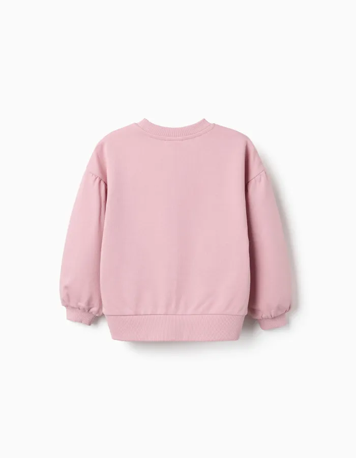 Cotton sweatshirt with Stitch print and dropped shoulders for girls, pink