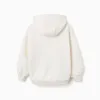 Cotton hooded sweatshirt with heart print for girls, white/blue/pink
