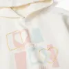 Cotton hooded sweatshirt with heart print for girls, white/blue/pink