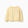 Cotton sweatshirt with Creativity print for girls, yellow
