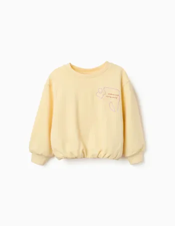 Cotton sweatshirt with Creativity print for girls, yellow