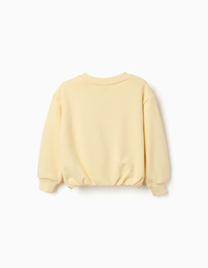 Cotton sweatshirt with Creativity print for girls, yellow