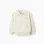 Cotton sweatshirt with embossed heart print for girls, light beige