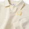 Cotton sweatshirt with embossed heart print for girls, light beige