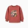 Brushed sweatshirt with art and nature motif for girls, terracotta