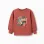 Brushed sweatshirt with art and nature motif for girls, terracotta