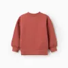 Brushed sweatshirt with art and nature motif for girls, terracotta
