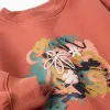 Brushed sweatshirt with art and nature motif for girls, terracotta