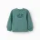 Brushed sweatshirt with art and nature motif for girls, blue-green