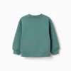 Brushed sweatshirt with art and nature motif for girls, blue-green