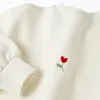 Brushed sweatshirt with embroidered flower for girls, white