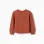 Openwork knit jumper with puffy sleeves for girls, terracotta