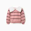 Striped sweatshirt with bow-shaped collar for girls, multicolour