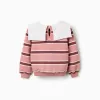 Striped sweatshirt with bow-shaped collar for girls, multicolour