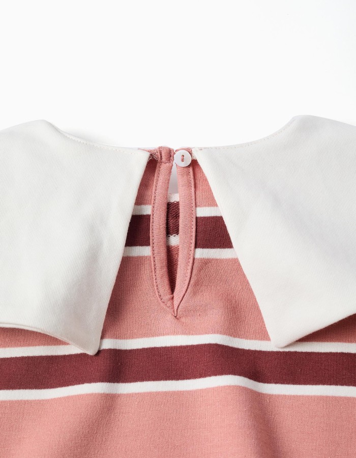 Striped sweatshirt with bow-shaped collar for girls, multicolour