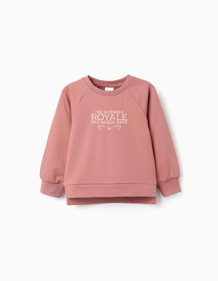 Sweatshirt with embossed print Beaux Arts for girls, dusty rose