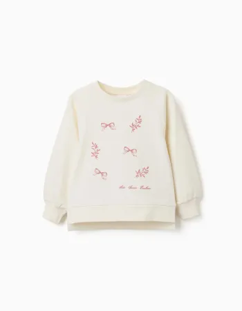 Sweatshirt with embossed print Arts for girls, white/pink
