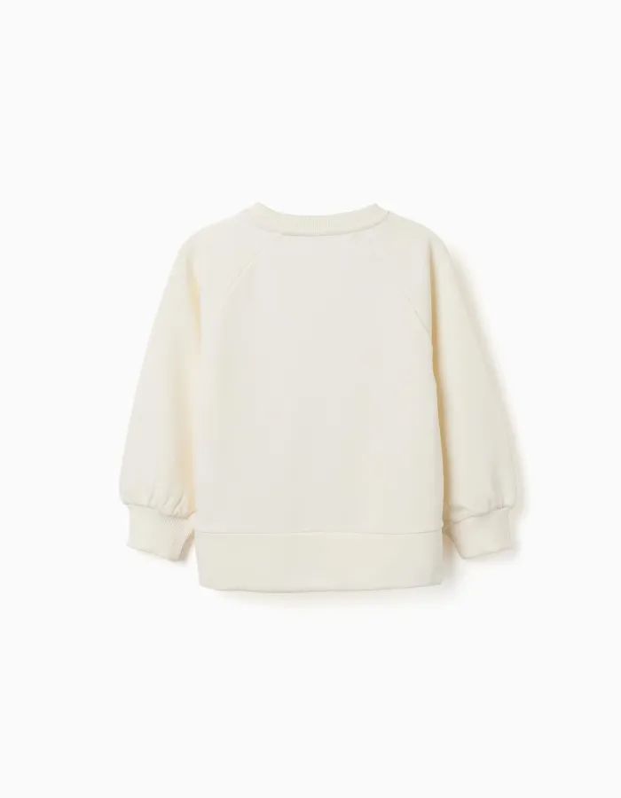 Sweatshirt with embossed print Arts for girls, white/pink