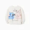 Brushed sweatshirt with Stitch & Angel print for girls, white