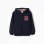 Hooded fleece jacket with embroidered M for girls, navy blue