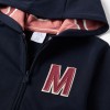 Hooded fleece jacket with embroidered M for girls, navy blue
