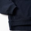 Hooded fleece jacket with embroidered M for girls, navy blue