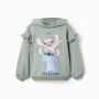 Brushed hooded sweatshirt with Stitch & Angel for girls, dark green