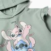 Brushed hooded sweatshirt with Stitch & Angel for girls, dark green