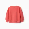 Cotton sweatshirt with dropped shoulders for girls, neon coral