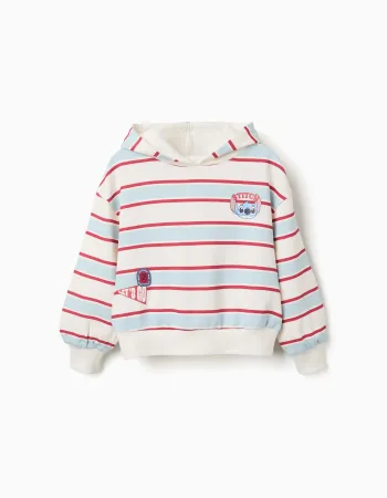 Striped brushed sweatshirt with hood Stitch for girls, multicolour