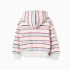 Striped brushed sweatshirt with hood Stitch for girls, multicolour