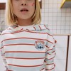 Striped brushed sweatshirt with hood Stitch for girls, multicolour