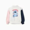 Cotton sweatshirt with Stitch prints for girls, white/blue/pink