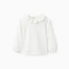 Long-sleeved T-shirt with Ruffle Collar for Girls, White