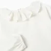 Long-sleeved T-shirt with Ruffle Collar for Girls, White