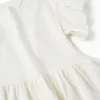 Cotton T-shirt with Ruffles for Girls, White