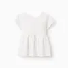 Cotton T-shirt with V Back for Girls, White