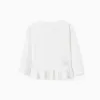 Cotton T-shirt with Ruffles on the Back for Girls 'Flower', White