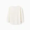 Long sleeve cotton T-shirt with 'Nature' print for girls, white