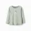 Long sleeve T-shirt with flower print and ruffles for girls, green